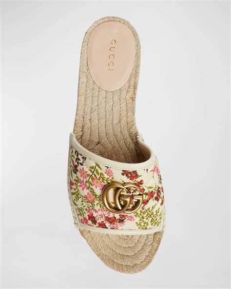 Gucci Pilar GG Floral Espadrille Sandals 